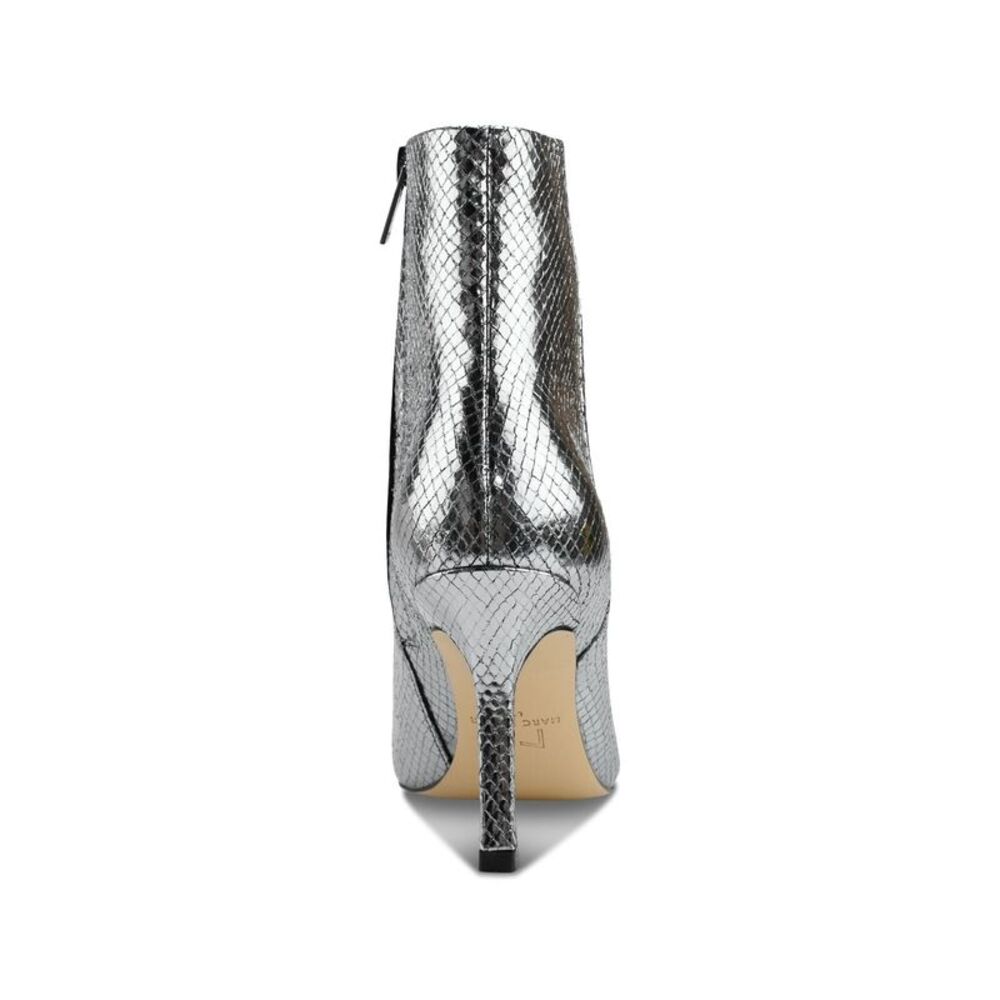 MARC FISHER Womens Silver Snake Kendry Pointed Toe Stiletto Leather Booties 9 M - Picture 2 of 3